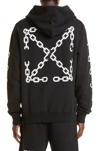 Shop Off-white Slim Fit Chain Arrow Graphic Hoodie In Black/ White