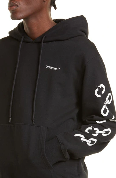 Shop Off-white Slim Fit Chain Arrow Graphic Hoodie In Black/ White