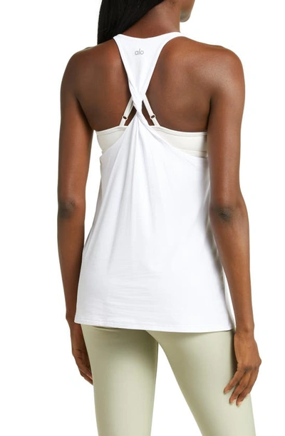 Shop Alo Yoga Alo Don't Get It Twisted Racerback Tank In White