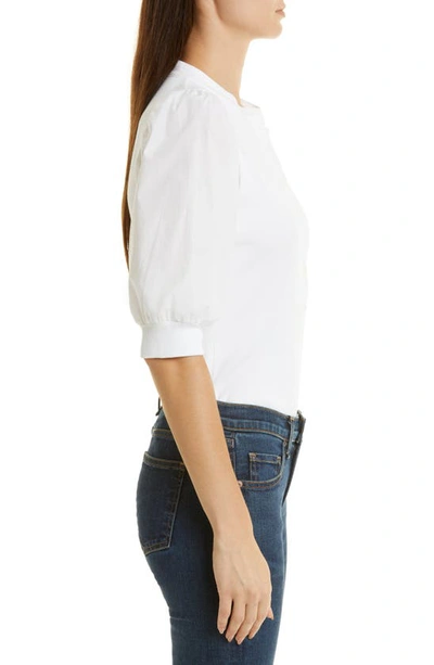 Veronica Beard Coralee Puff Sleeve Henley T-shirt In White
