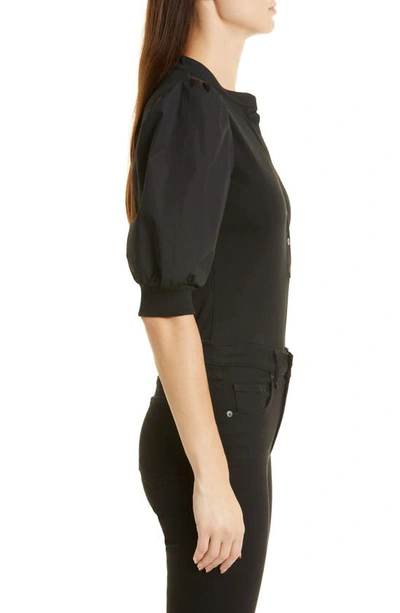 Veronica Beard Coralee Puff-sleeve Stretch Cotton Top In Black