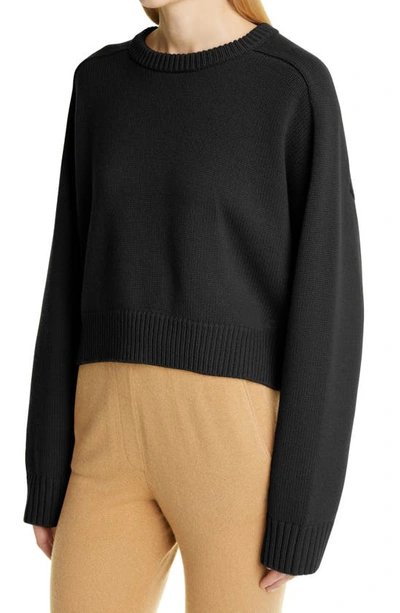 Loulou Studio Bruzzi Cropped Wool And Cashmere-blend Sweater In Black