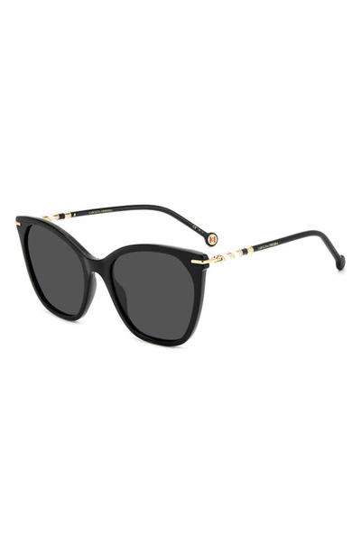 Shop Carolina Herrera 56mm Cat Eye Sunglasses In Black / Grey