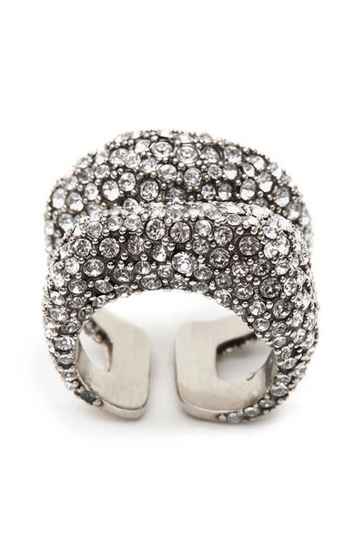Shop Alexander Mcqueen Crystal Pavé Stacked Ring