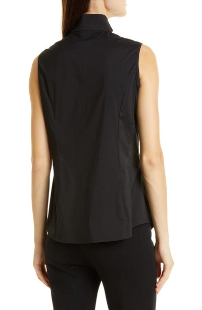 Shop Misook Sleeveless Stand Collar Blouse In Black