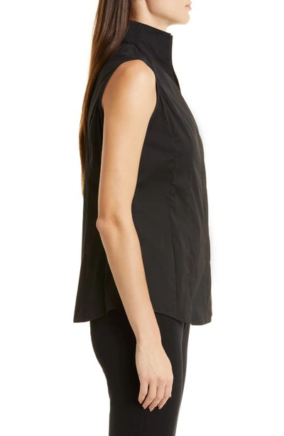 Misook Sleeveless Stretch-cotton Blouse In Black