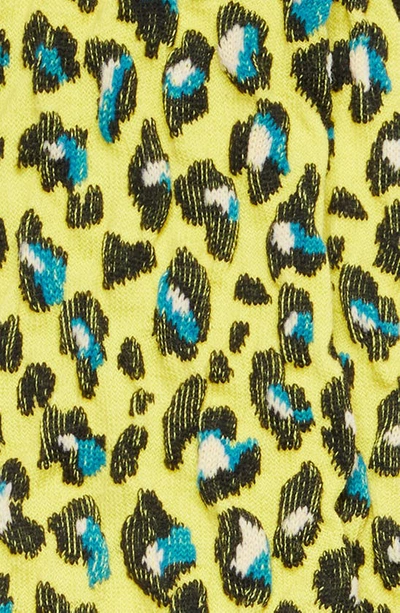 Shop Versace Leopard Jacquard Logo Crew Socks In Acid Lime Multicolor
