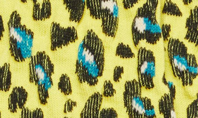 Shop Versace Leopard Jacquard Logo Crew Socks In Acid Lime Multicolor