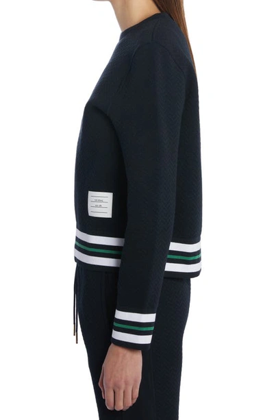 Shop Thom Browne Chevron Jacquard Cotton Blend Sweater In Navy