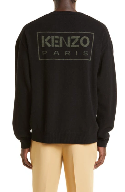 Shop Kenzo Boke Flower Crewneck Merino Wool Sweater In Black