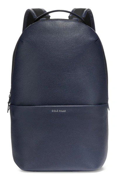 Shop Cole Haan Triboro Leather Backpack In Navy Blazer