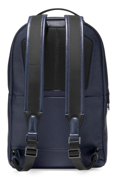 Shop Cole Haan Triboro Leather Backpack In Navy Blazer