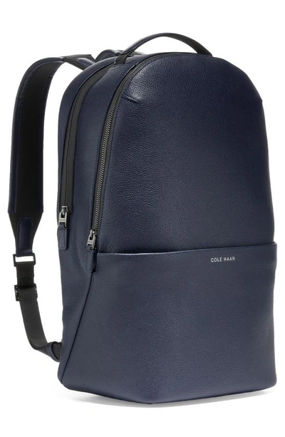 Shop Cole Haan Triboro Leather Backpack In Navy Blazer