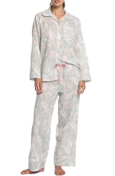 Shop Papinelle Paisley Cotton Voile Pajamas In Moss