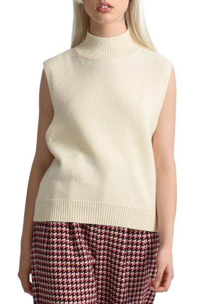 Shop Molly Bracken Mock Neck Sweater Vest In Off White