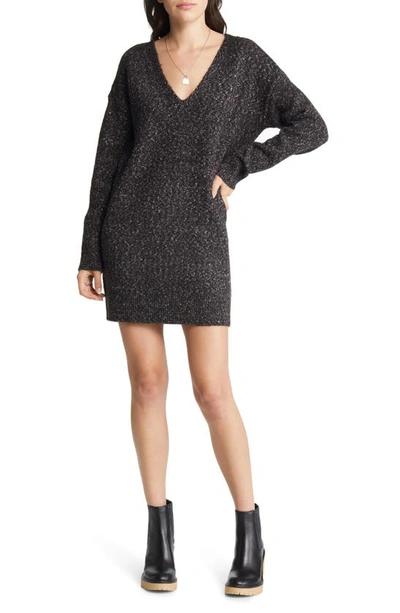 Treasure Bond Oversize Long Sleeve Sweater Dress In Grey Dark