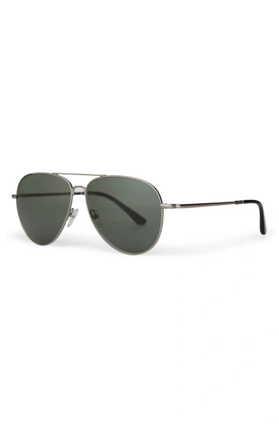 Shop Toms Hudson 60mm Aviator Sunglasses In Shiny Gunmetal/ Green Grey