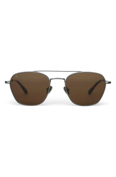 Shop Toms Myles 54mm Polarized Aviator Sunglasses In Gunmetal/ Solid Brown Polar