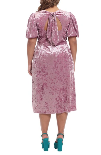 Shop Donna Morgan Puff Sleeve Velvet Midi Dress In Grape Nectar