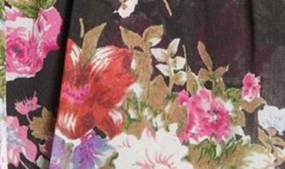 Shop Loveshackfancy Floral Tiered Long Sleeve Minidress In Midnight Muse