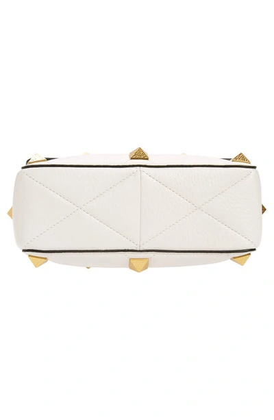 Shop Valentino Medium Roman Stud Matelassé Leather Shoulder Bag In Bianco Ottico