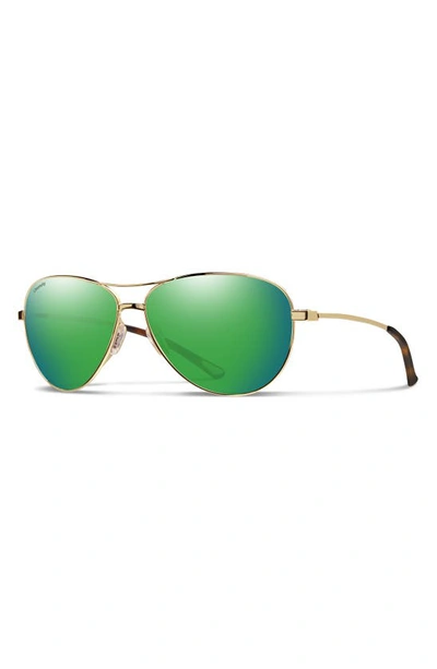 Shop Smith Langley 60mm Chromapop™ Polarized Aviator Sunglasses In Gold / Green Mirror