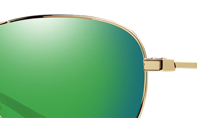 Shop Smith Langley 60mm Chromapop™ Polarized Aviator Sunglasses In Gold / Green Mirror