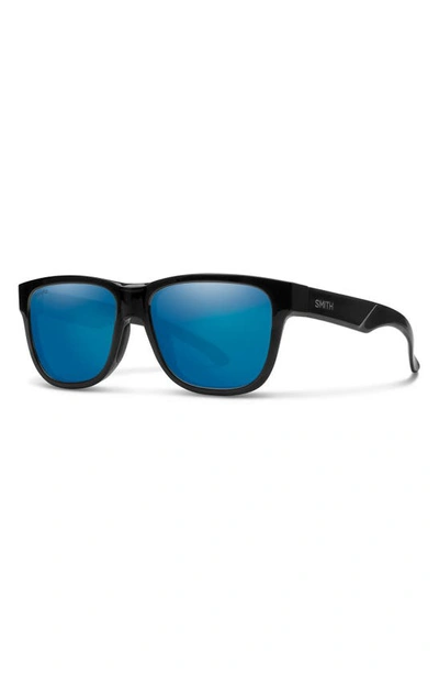 Smith Lowdown Slim 2 53mm Chromapop™ Polarized Square Sunglasses In Black / Blue Mirror