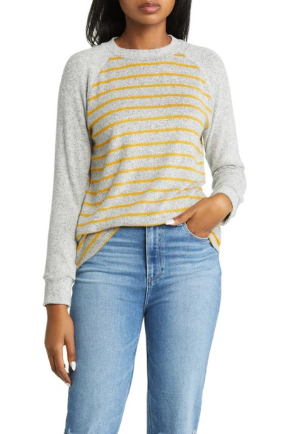 Shop Loveappella Raglan Stripe Top In Mustard