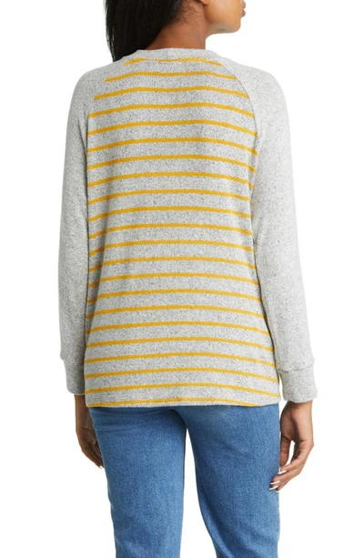 Loveappella Raglan Stripe Top In Mustard