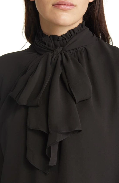 Shop Frame Silk Chiffon Bow Blouse In Noir