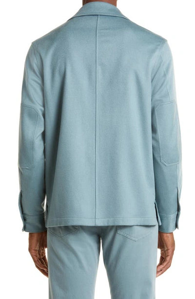 Zegna Oversize Oasi Cashmere Overshirt In Seafoam Blue