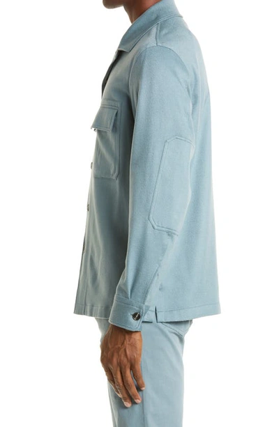 Zegna Oversize Oasi Cashmere Overshirt In Seafoam Blue