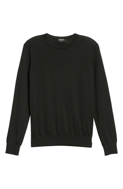 Zegna Men's Casheta Light Crewneck Long-sleeve Shirt In Black