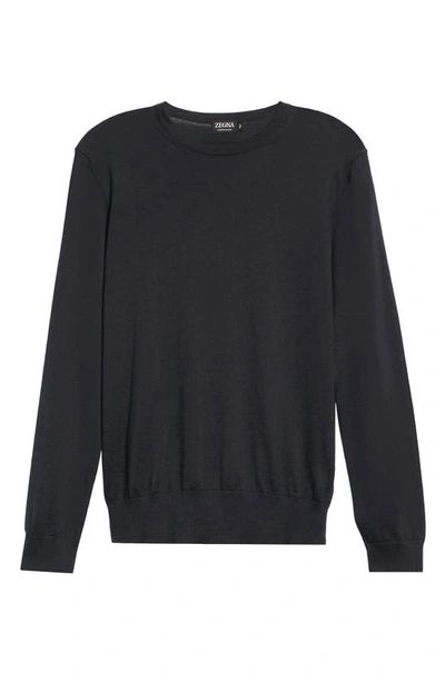 Shop Zegna Cashseta Cashmere & Silk Sweater In Navy