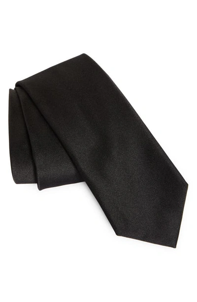 Shop Zegna Ties Solid Silk Tie In Black