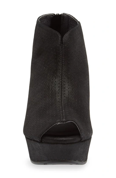 Shop Chocolat Blu Walee Peep Toe Platform Bootie In Shimmer Black Leather