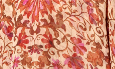Shop Misa Veruka Floral Print Ruffle Long Sleeve Faux Wrap Dress In Hibiscus Floral