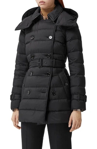 Burberry Ashwick Double Breasted Quilted Down Jacket With Removable Hood In  Black | ModeSens
