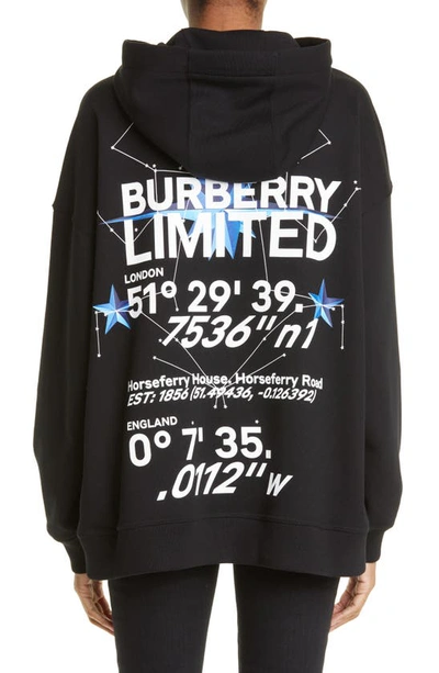 Shop Burberry Marlie Constellations Cotton Hoodie In Black