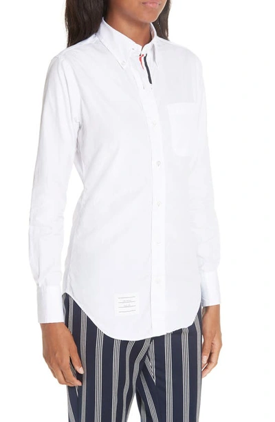 Thom Browne White Classic Button-down Point Collar Shirt In White