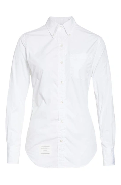 Thom Browne White Classic Button-down Point Collar Shirt In White
