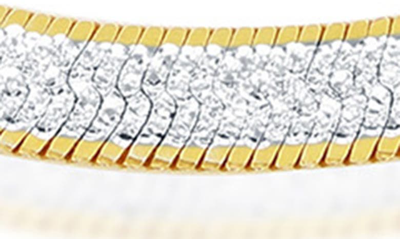 Simona Two-tone Sterling Silver Herringbone Chain Bracelet In Silver/ Gold