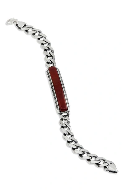 Shop Savvy Cie Jewels Sterling Silver Carnelian Id Bracelet In Red