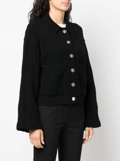 Shop Barrie Embossed-button Detail Knit Cardigan In 001 Black