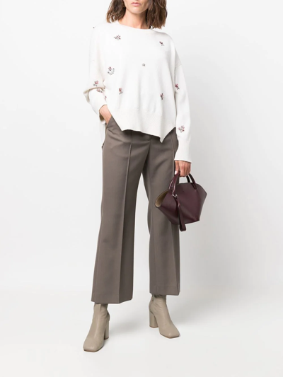 Barrie Floral-embroidered Jumper In Neutrals