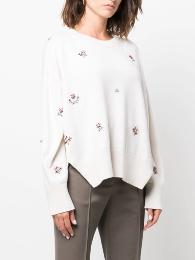 Barrie Floral-embroidered Jumper In Neutrals