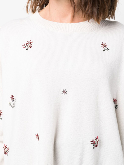 Barrie Floral-embroidered Jumper In Neutrals