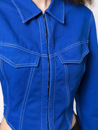 Shop Dion Lee Denim Corset Jacket In Blau