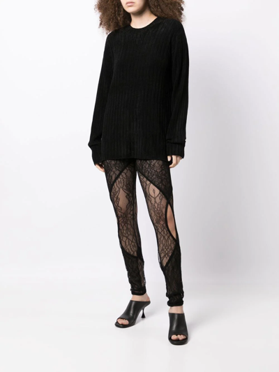 Shop Dion Lee Lace High-waisted Leggings In Schwarz